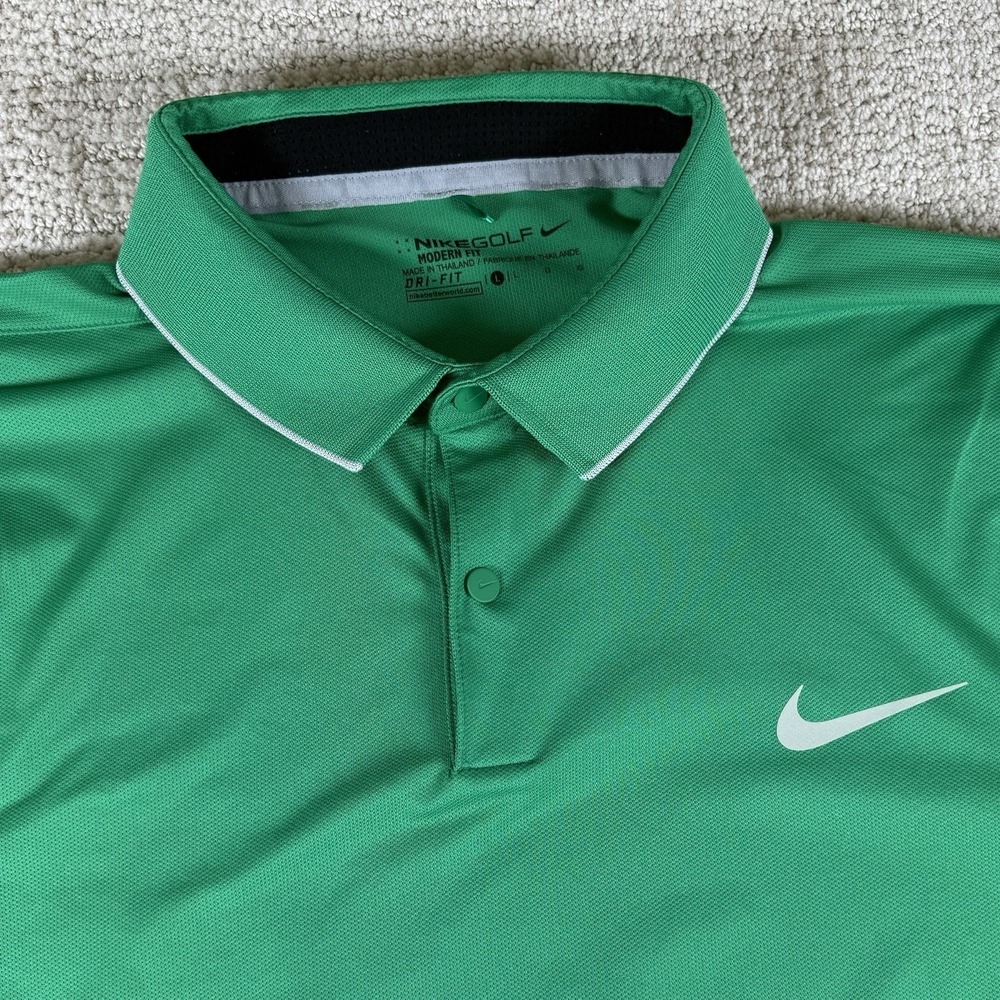 Nike Dri-Fit Men's Large Modern Fit Green Golf Polo Shirt